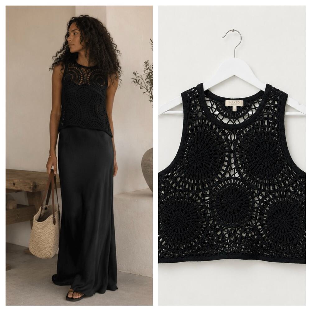 NakedCashmere VIVIANA CROCHET CASHMERE BLEND TANK XS